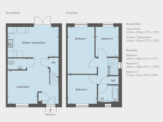 Floor plan, 3 bedroom house - artist's impression subject to change